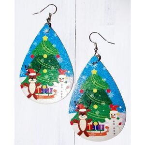 ☀️3/$9☀️ Faux Leather Christmas Earrings